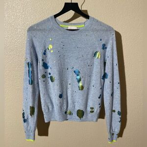 Brodie Cashmere  Sweater with Blue and Green Details
